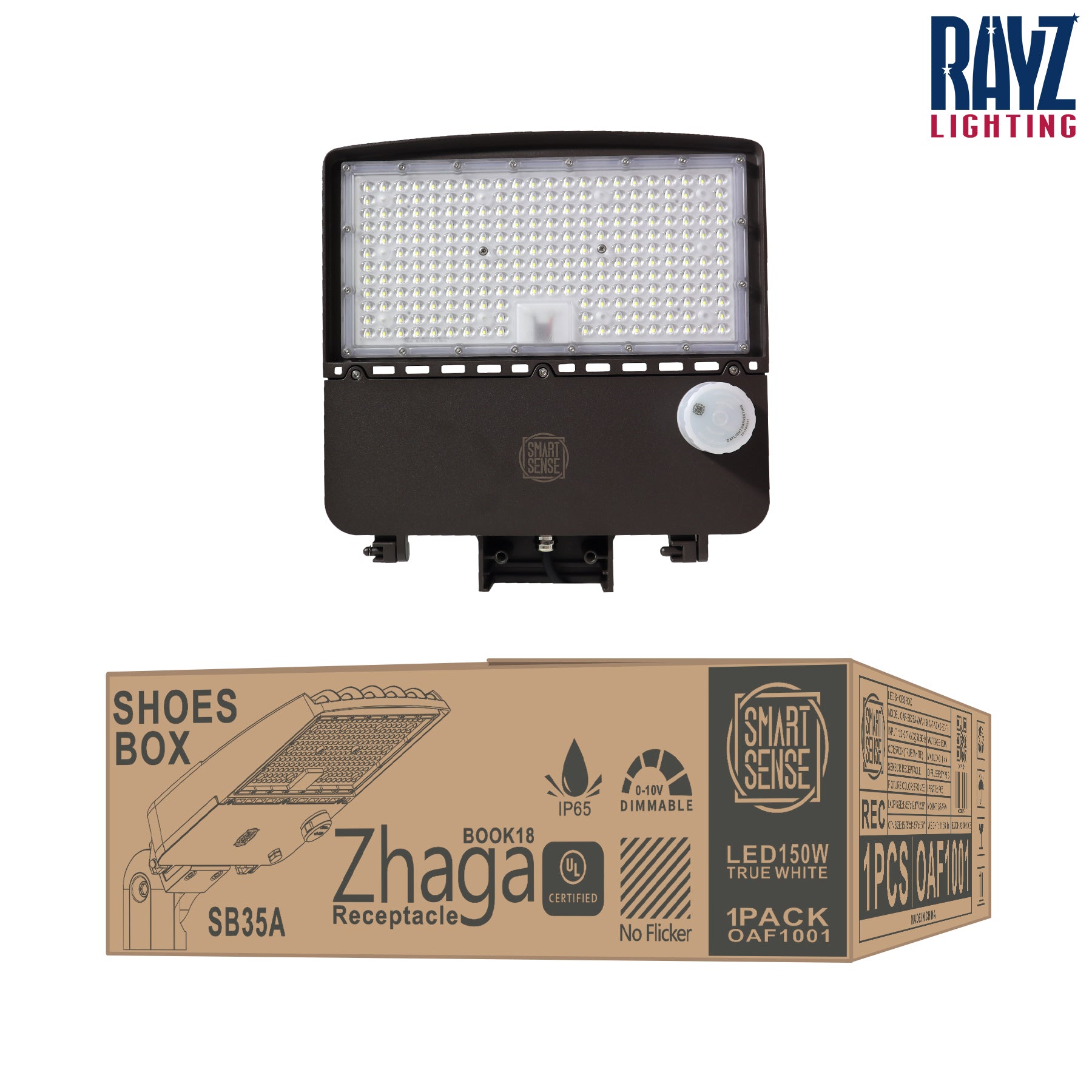 150W LED Shoebox Parking Lot Street Light with Inbuilt Multifunction Motion Sensor