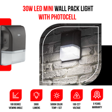 Load image into Gallery viewer, 30W LED Mini Photocell Sensor Wall Pack Light - Rayz lighting INC
