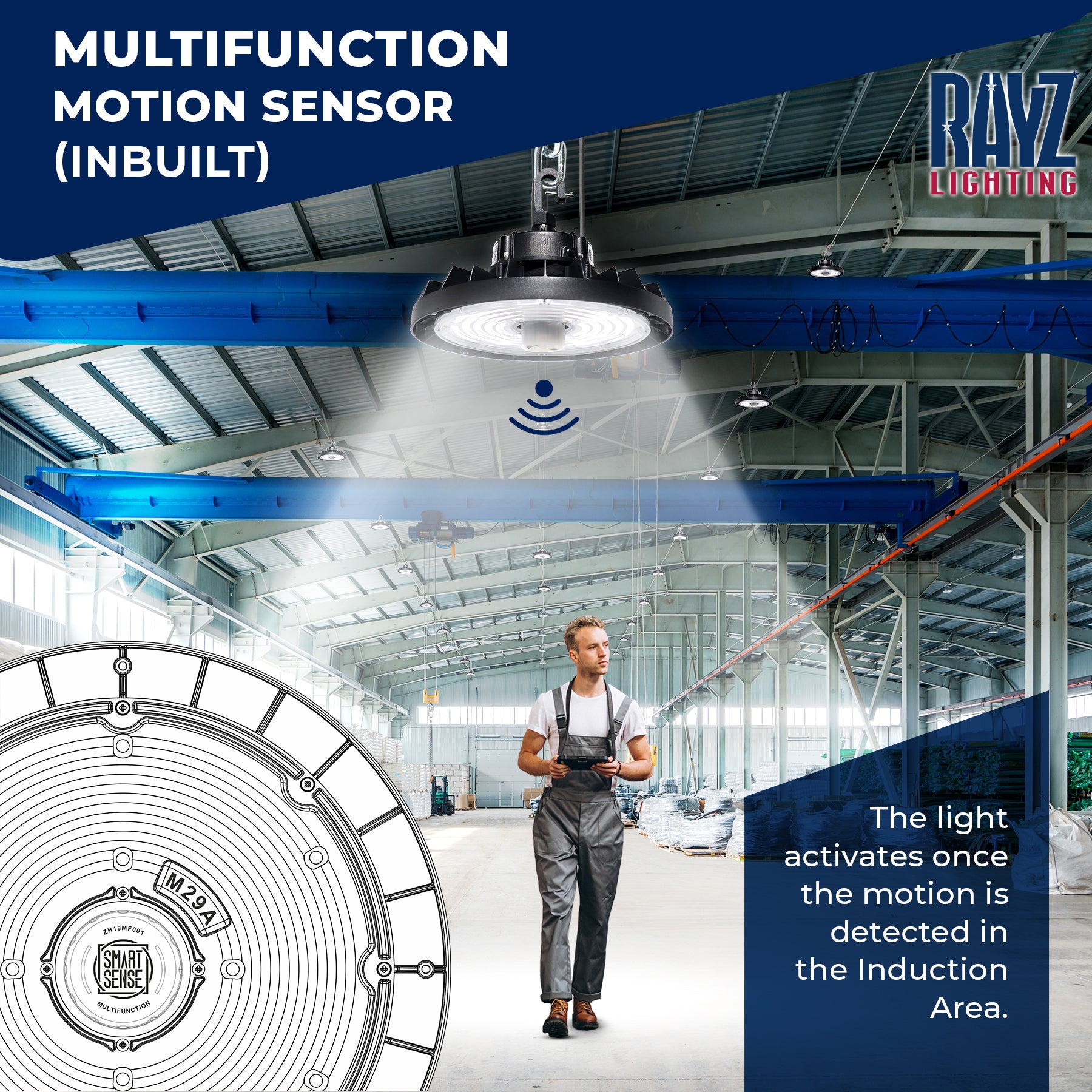 thumbnail image 2 of 150W Warehouse High Bay Induction Light – UL Listed – 5 Year Lifespan – Energy Saving 2 of 3