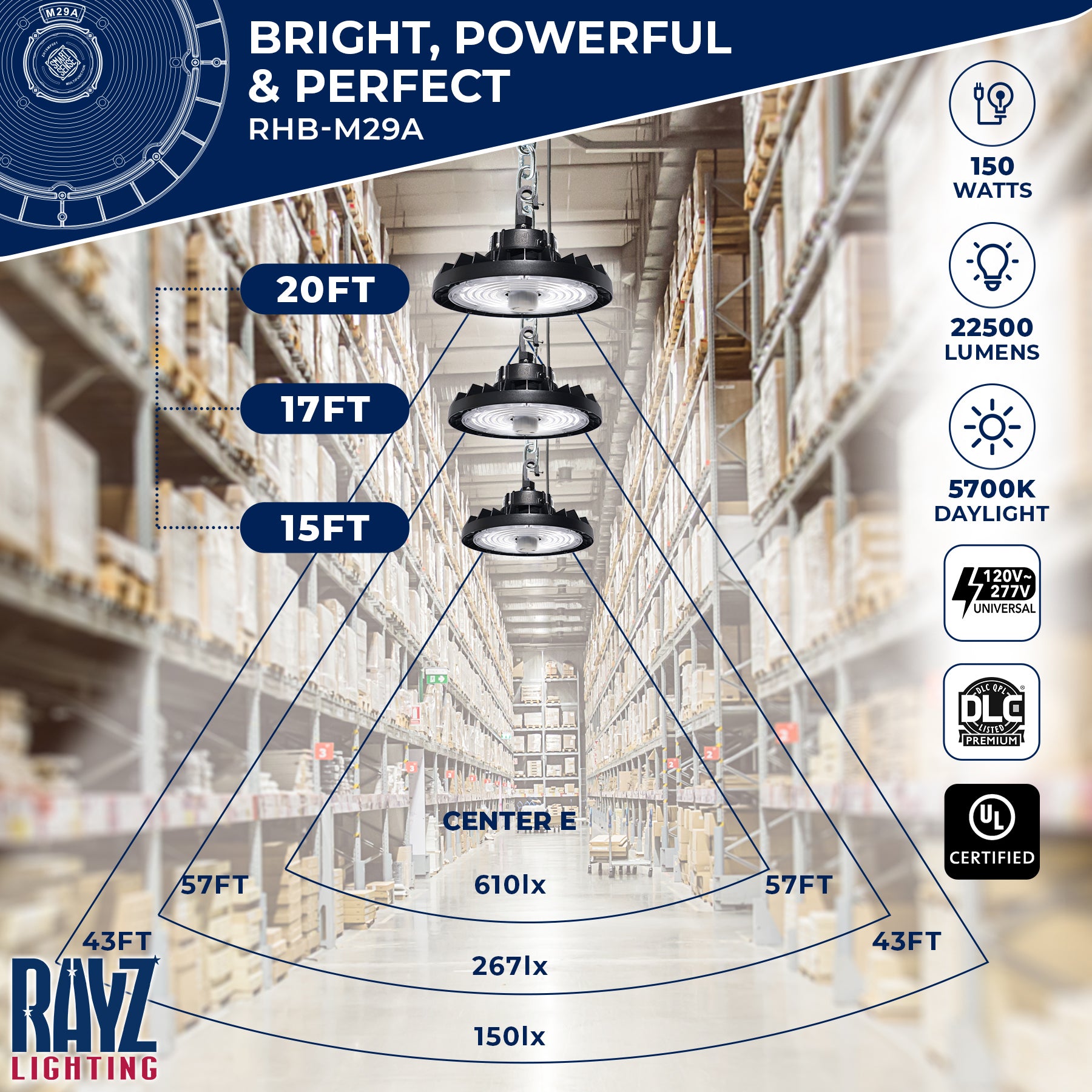 150W LED UFO High Bay Light Fixture